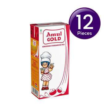 Amul Gold Homogenised Standardised Milk (Tetra Pack) 1 l Combo