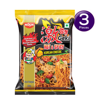 Nissin Geki - Hot and Spicy Korean Cheese Flavoured Ramen Instant Noodles 80 g Combo