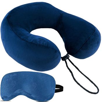 Trajectory Travel Neck Pillow with Sleeping Eye Mask Combo for Travel