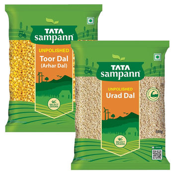 Tata Sampann Urad Dal Split(500gms) & Tata Sampann Unpolished Toor Dal/Arhar Dal(1kg) Combo