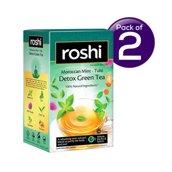 Roshi Detox Green Tea Bags With Moroccan Mint & Tulsi 25 pc Combo