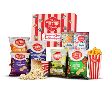 The Theatre Project Assorted Gourmet Chips and Popcorn Movie Night Box