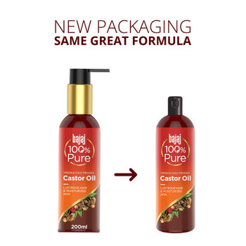 Bajaj 100% Pure Castor Oil - Virgin & Cold Pressed Oil For Lustrous Shiny Hair & Moisturized Skin Hair Oil