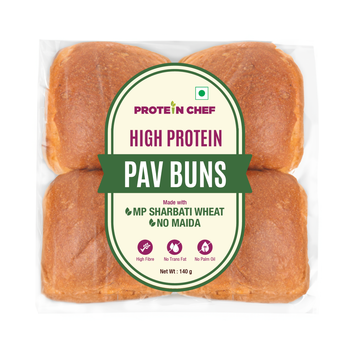 Protein Chef High Protein Pav Bun (Zero Maida, Multigrain) - Made with MP Sharbati Wheat