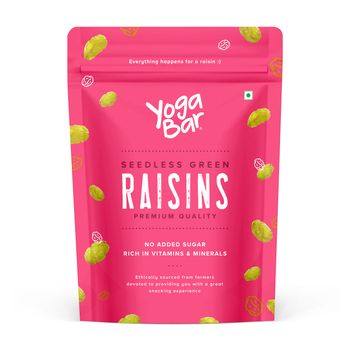 Yogabar Premium Green Raisins | Kishmish |100% Fresh Pure Seedless Kismis Raisins|Munakka