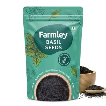 Farmley Raw Basil Seeds | Rich In Protein | Fiber Diet Sabja Seeds | Tukmaria Basil Seeds