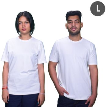 EQL Round Neck Unisex Cotton T-shirt | White | L