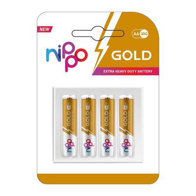 Nippo Gold Carbon Zinc AA Batteries Pack of 4