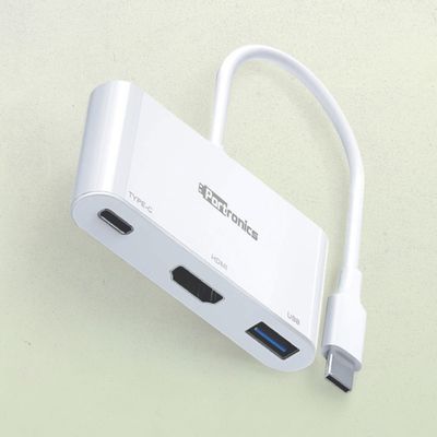 Portronics C-Konnect 3-In-1 USB Type C Adapter - White | Type-C + USB + HDMI