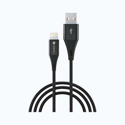 Portronics Konnect B+ POR 1392 8 Pin USB Cable - Black | Nylon Braided