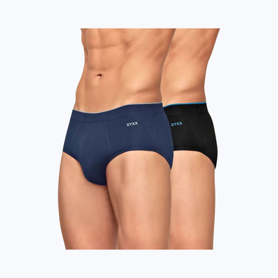 XYXX Uno IntelliSoft Micro Modal  Solid Brief  | Men's Innerwear | Pack of 2  | Blue + Black- M