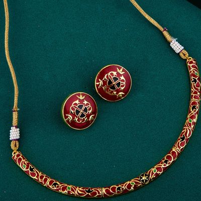 Voylla Tahira Enameled Choker Necklace Set