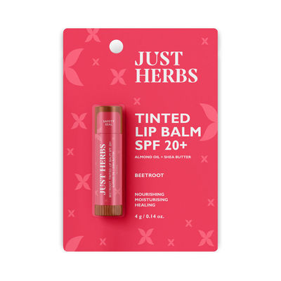 Just Herbs Tinted Lip Balm Spf 20+ For Dry And Chapped Lips For Women And Men- Beetroot