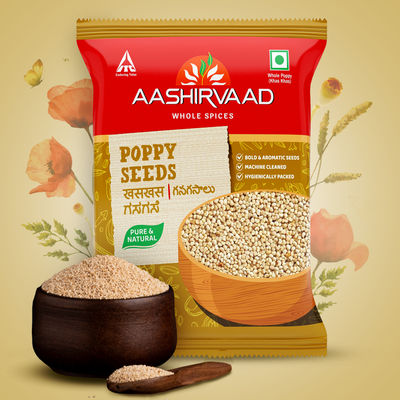 Aashirvaad Poppy Seeds Whole Spice | Fat & White Seeds | 100% Pure | Dust Free