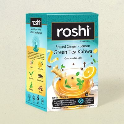 Roshi Green Tea Kahwa With Ginger And Lemon For Detoxification