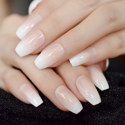 Gush Beauty Nailed It | Reusable Luxury Press On Nails | Long Coffin Brown | Mehr | Nude & White