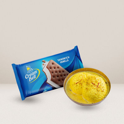 Cream Bell Vanilla Sandwich (80ml) & Kesari Rasmalai(1pc) Combo 