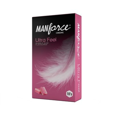 Manforce Ultra Feel Super Thin Bubble Gum Flavoured Condom With Thickness Of 0.05mm