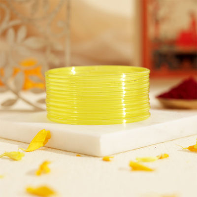 Oye Happy Yellow Glass Bangles Size 2.6