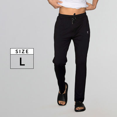 XYXX Ace IntelliSoft Cotton Modal Solid Loungewear Relaxed Fit | 2 Zipper Side pockets | Black- L