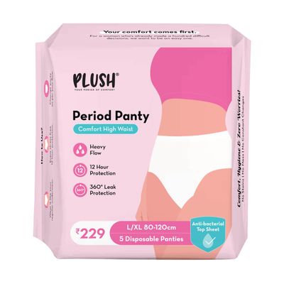 Plush Period Panty L/Xl Comfort High Waist Disposable