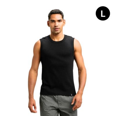 Jockey 9922 Men's Super Combed Cotton Rib Round Neck Gym Vest|Racerback | Black-L