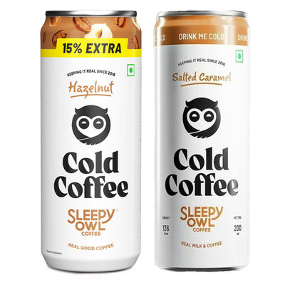 Sleepy Owl Cold Coffee Can - Hazelnut(200ml) & Sleepy Owl Cold Coffee Can - Salted Caramel(200ml) Combo