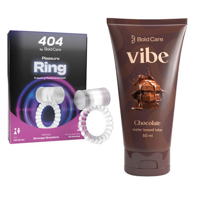 Bold Care Vibe Chocolate Water Based Lube (50ml) & Bold Care Pleasure Ring Massager For Men & Women 60 Minutes Runtime (1pc) Combo