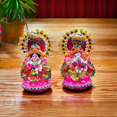 Diacraft Lakshmi Ganesh Idol - Diwali Puja Chakra 5 Inch
