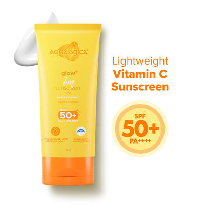 Aqualogica Glow+ Dewy Sunscreen Spf 50 With Papaya & Vitamin C Pa++++ Uva/Uvb