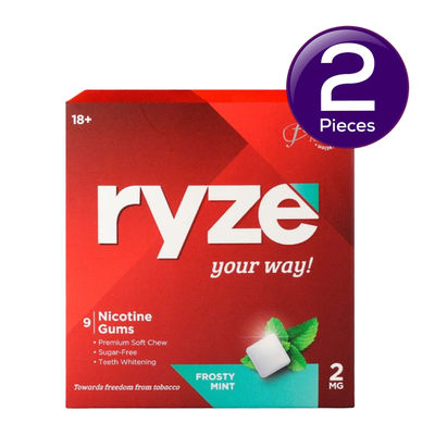 Ryze Nicotine Gums 2Mg (Frosty Mint) Gums Single Pack - 9 Gum Blister 1 pc Combo