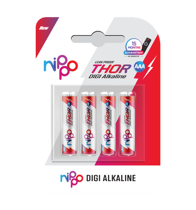 Nippo Thor Alkaline AAA Batteries Pack of 4