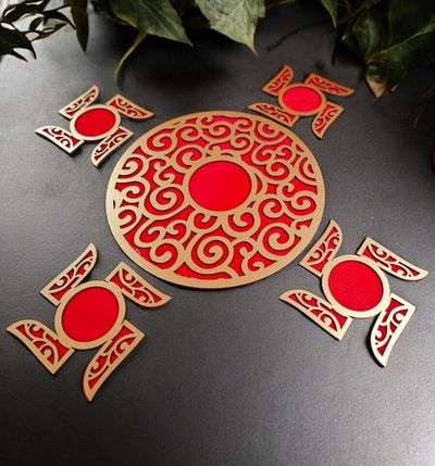 House Of Festivals MDF Rangoli - Red | 15 inch