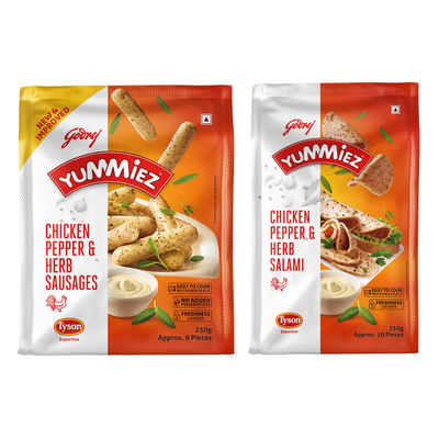 Godrej Yummiez Chicken Pepper & Herb Sausages 250G(250gms) & Godrej Yummiez Chicken Pepper & Herb Salami(250gms) Combo