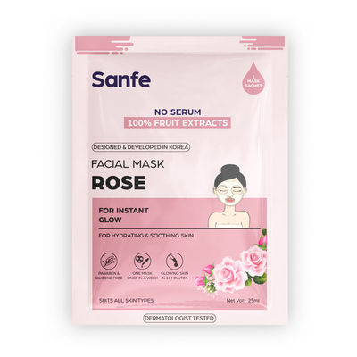 Sanfe Instant Glow Rose Facial Mask 100% Fruit Extracts, Korean Mask