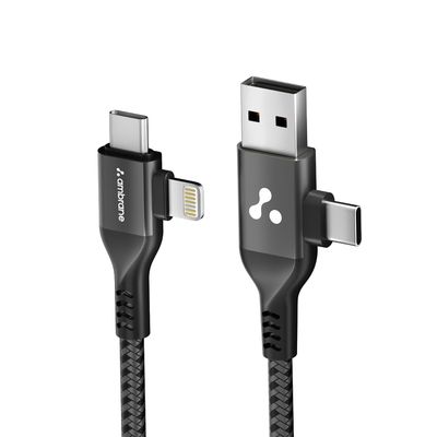 Ambrane 4 in 1 Multi-Functional fast Charging Cable, USB, Type-C, Lightning Cable (AC4CL-15)