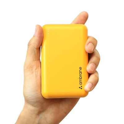 Ambrane 20000 Mah Mini Power Bank With 22.5W Fast Charging, Triple Output Powerlit - Yellow