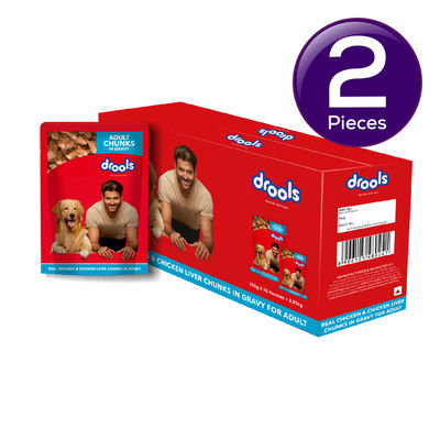 Drools Adult Wet Dog Food - Real Chicken And Chicken Liver Chunks In Gravy 2.25 kg Combo