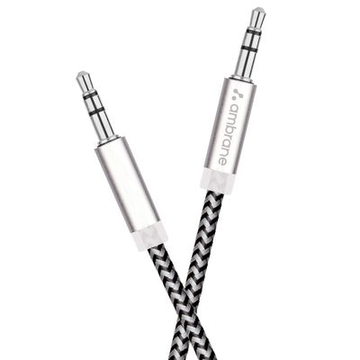 Ambrane Unbreakable 3.5mm Male to Male AUX Stereo Audio Cable for Smartphone, 1.5 M (ABCAX-10)