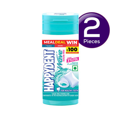 Happydent Wave, Xylitol Sugarfree Mint Flavour, Chewing Gum Pocket Bottle 28 g Combo