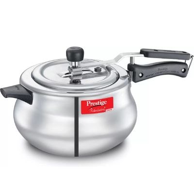 Prestige Nakshatra Plus Svachh Aluminium Spillage Control Handi Pressure Cooker, 5 L (Silver)