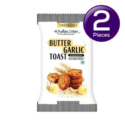 The Baker's Dozen Zero Maida Butter Garlic Toast Baked Snack No Palm Oil No preservatives 100% Wholewheat 90 g Combo