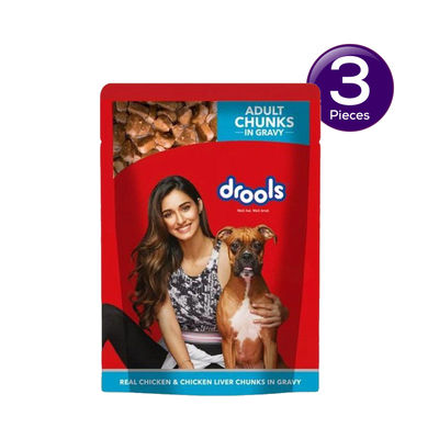 Drools Adult Wet Dog Food - Real Chicken & Liver Chunks in Gravy 150 g Combo