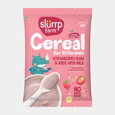 Slurrp Farm No Added Sugar No Salt Strawberry | Ragi and Rice Cereal Trial Pack