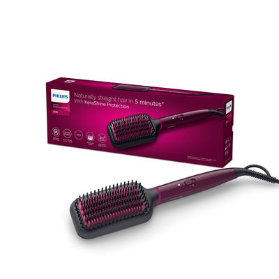 Philips Hair Straightener Brush- silk protect technology Natural Straight, Frizz Free Hair BHH730/00