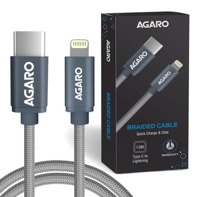 Agaro Blaze Type C To Lightning Cable Nylon Braided 1m