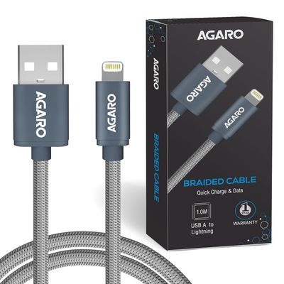 Agaro Usba To Lightning Cable Nylon Braided 1.2m