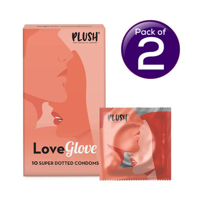Plush Loveglove Super-Dotted Condom For Men, Good For Skin,Great For Sex & No Benzocaine 10 pc Combo
