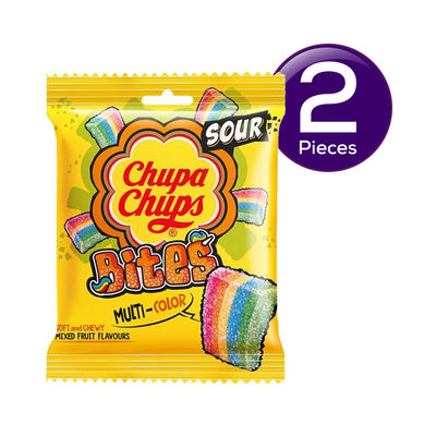 Chupa Chups Sour Bites Mixed Fruit Flavour Soft And Chewy Toffee 62 g Combo