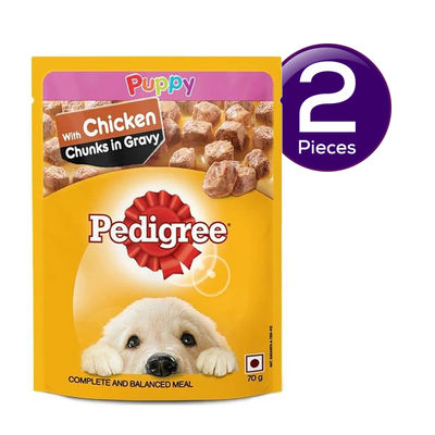 Pedigree Puppy Wet Dog Food, Chicken Chunks In Gravy 70 g Combo